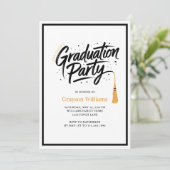 Moderne Tassel Graduation Party Einladung (Stehend Vorderseite)