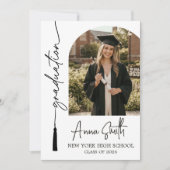 Moderne Tassel-Schrift-Foto-Abschluss-Einladung Einladung (Vorderseite)