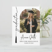 Moderne Tassel-Schrift-Foto-Abschluss-Einladung Einladung (Stehend Vorderseite)