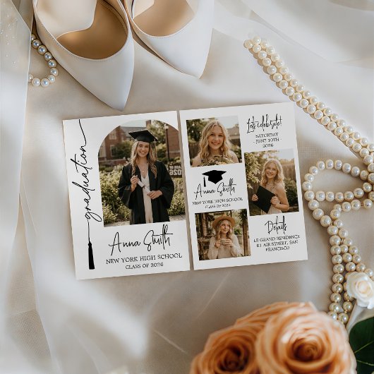 Moderne Tassel-Schrift-Foto-Abschluss-Einladung Einladung