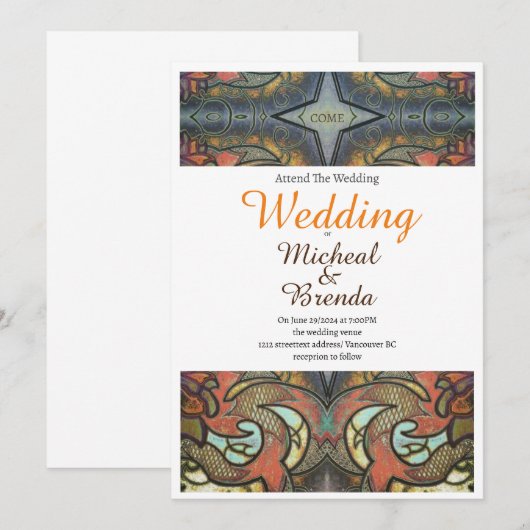 Moderne Tattoo Art Wedding Einladung (Vorne/Hinten)