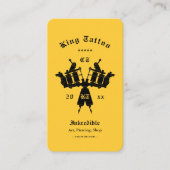 Moderne Tattoo Artist Monogram Black and Yellow Visitenkarte (Vorderseite)