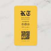 Moderne Tattoo Artist Monogram Black and Yellow Visitenkarte (Rückseite)