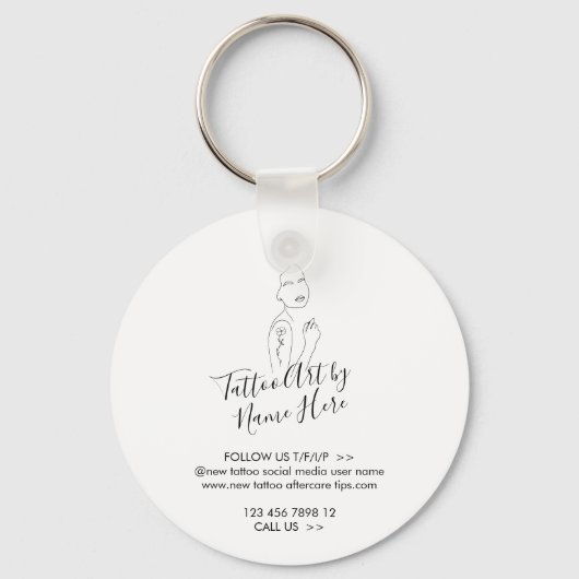 Moderne Tattoo-Mädchen-Kunstschrift-Typografie Schlüsselanhänger (Vorderseite)
