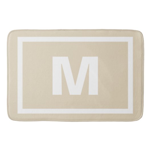 Moderne Taue, einfache Weiße Rahmen und Monogramm- Badematte (Vorderseite)