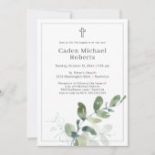 Moderne Taufbecken Grüne Cross Einladung (Vorderseite)