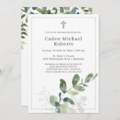 Moderne Taufbecken Grüne Cross Einladung (Vorne/Hinten)