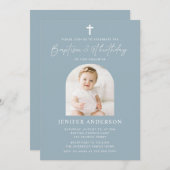Moderne Taufe & 1. Geburtstagsmädchen Einladung (Vorne/Hinten)