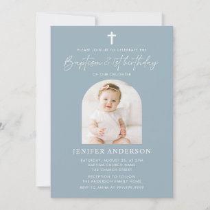 Moderne Taufe & 1. Geburtstagsmädchen Einladung