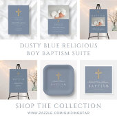 Moderne Taufe Blauer Religiöse Cross Boy Taufe Einladung