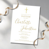 Moderne Taufe Christening Golden Signature Einladung