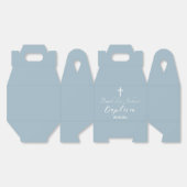 Moderne Taufe Christening White Cross Dusty Blue Geschenkschachtel (Ungeklappt)