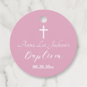 Moderne Taufe Christening White Cross Dusty Pink Geschenkanhänger (Vorderseite)