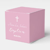 Moderne Taufe Christening White Cross Dusty Pink Geschenkschachtel (Vorderseite)