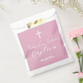 Moderne Taufe Christening White Cross Dusty Pink Geschenktütchen (Versiegelt)