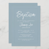 Moderne Taufe des Blauen Jungen Einladung (Vorne/Hinten)