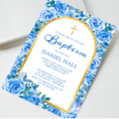 Moderne Taufe des Blauen Jungen Einladung