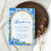 Moderne Taufe des Blauen Jungen Einladung