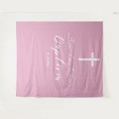 Moderne Taufe Dusty Pink Begrüßung Hintergrund Wandteppich (Vorderseite (Horizontal))