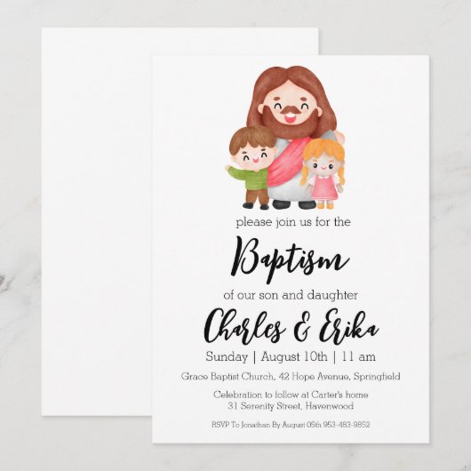 moderne Taufe Einladung (Vorne/Hinten)