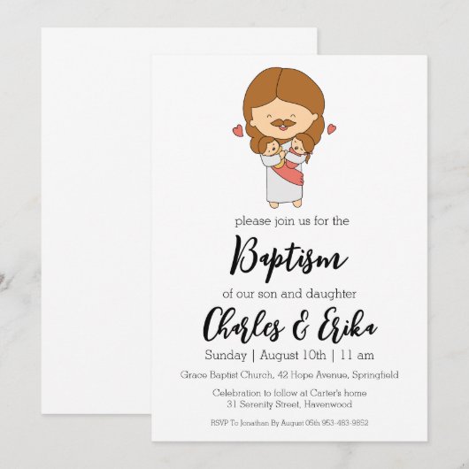 moderne Taufe Einladung (Vorne/Hinten)