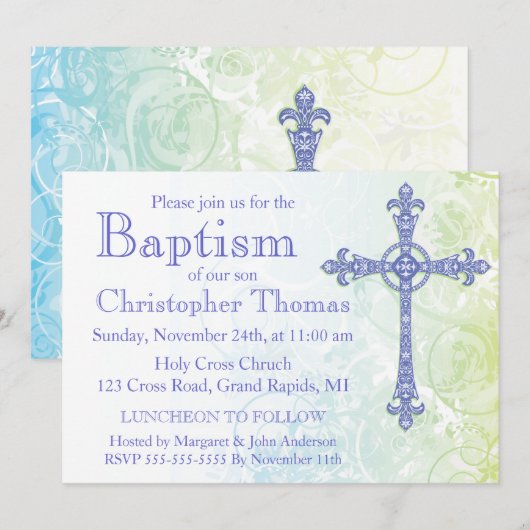 Moderne Taufe Einladung (Vorne/Hinten)