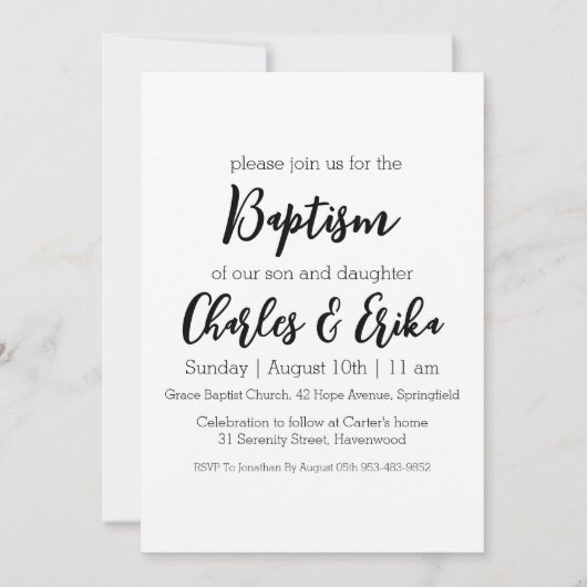 moderne Taufe Einladung (Rückseite)