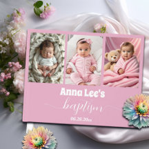 Moderne Taufe Foto Collage Dusty Pink