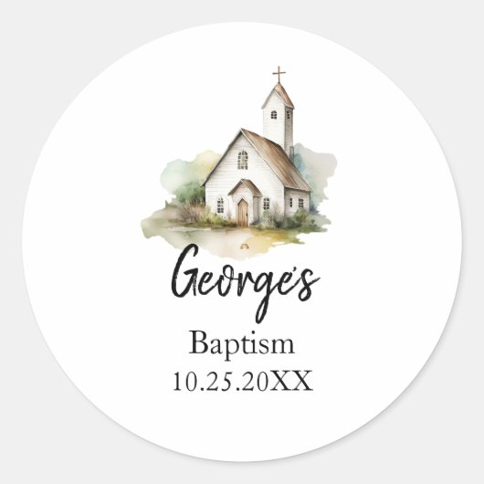 Moderne Taufe Gunst Sticker (Vorderseite)