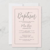 Moderne Taufe in sanften rosa Girl Einladung (Vorderseite)