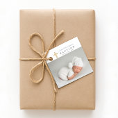 Moderne Taufe mit blauem Script-Foto Geschenkanhänger