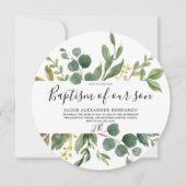 Moderne Taufe mit grünem Leaf oder Mädchen Einladung (Vorderseite)