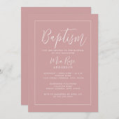 Moderne Taufe mit rosa Girl Einladung (Vorne/Hinten)