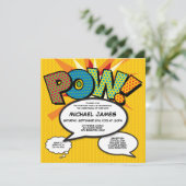 Moderne Taufe Weihnachten Spaß Comic Buch Foto Einladung (Stehend Vorderseite)