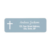 Moderne Taufe Weißes Kreuz Blaue Rücksendeadresse (Vorne)