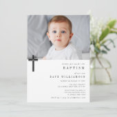 Moderne Taufveranstaltung für Foto Einladung (Stehend Vorderseite)