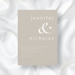 Moderne Taupe Ampersand Hochzeit Einladung