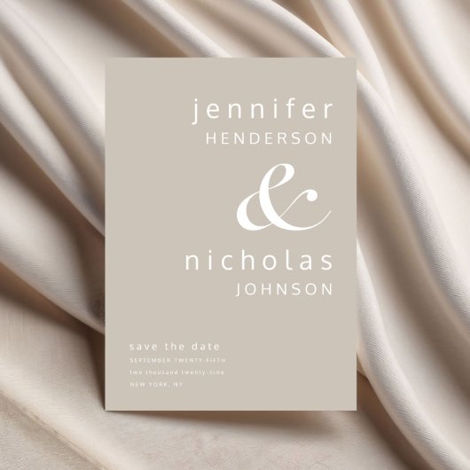 Moderne Taupe Ampersand Hochzeit Save The Date