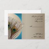 Moderne Taupe Aqua Peacock Feather Response Card RSVP Karte (Vorne/Hinten)