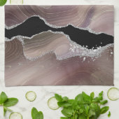 Moderne Taupe & Black Agate Silver Earth Ton Geschirrtuch (Gefaltet)