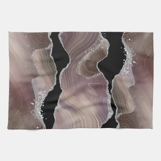 Moderne Taupe & Black Agate Silver Earth Ton Geschirrtuch (Horizontal)