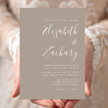 Moderne Taupe Calligrafy Wedding