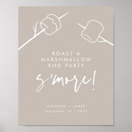 Moderne Taupe Calligraphy Marshmallow S'mores Bar Poster