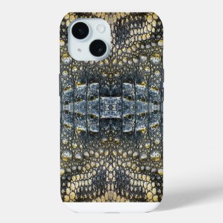 Moderne Taupe Croc Leather Textur iPhone 15 Hülle