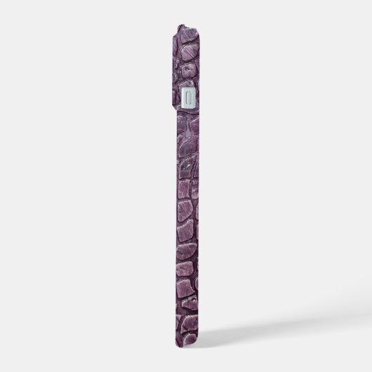 Moderne Taupe Croc Leather Textur iPhone 15 Hülle (Linke Seite)