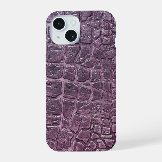 Moderne Taupe Croc Leather Textur iPhone 15 Hülle (Rückseite)