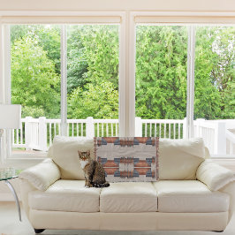 Moderne Taupe Denim und Rost Decke