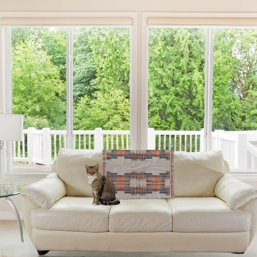 Moderne Taupe Denim und Rost Decke