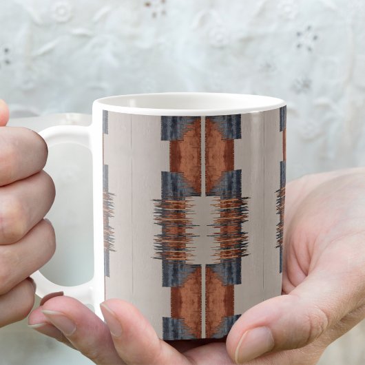 Moderne Taupe Denim und Rost Kaffeetasse