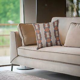 Moderne Taupe Denim und Rost Kissen